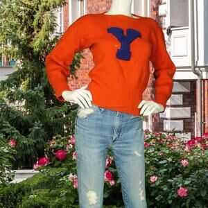 Vintage Orange Letterman Y Wool Sweater Size S